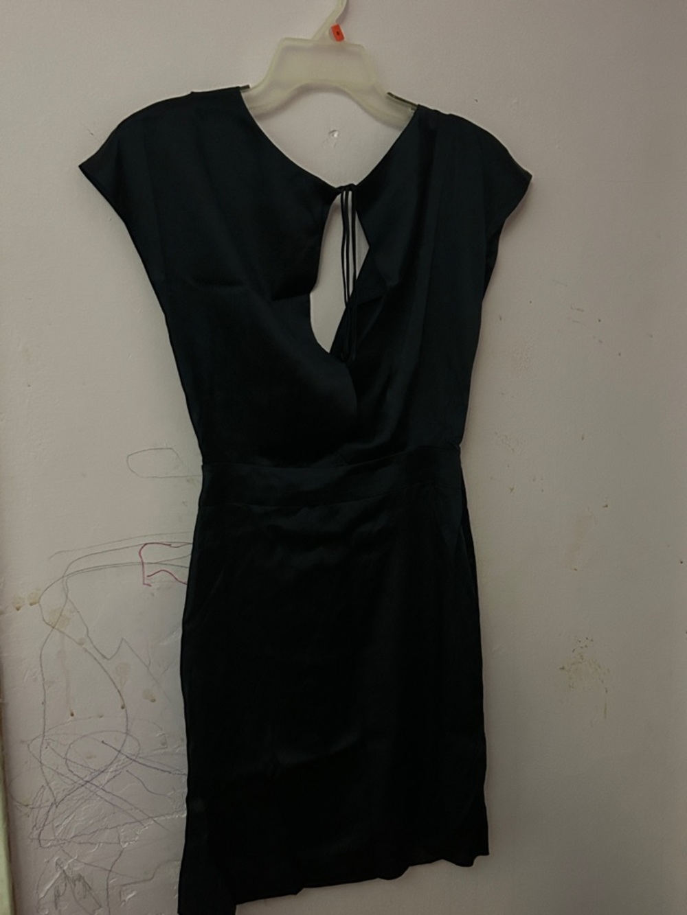 Black Cap-Sleeve Maxi Dress with Tie Back